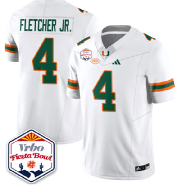 Men 2026 Miami Hurricanes #4 Fletcher jr White 3th generations Limited NCAA Jersey 0014->ncaa teams->NCAA Jersey